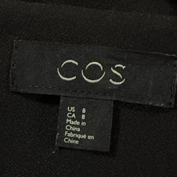 COS Black V Neck Long Sleeve Style Wrap Midi Dress Sz 8 Wear as Dress or Duster - Picture 9 of 10